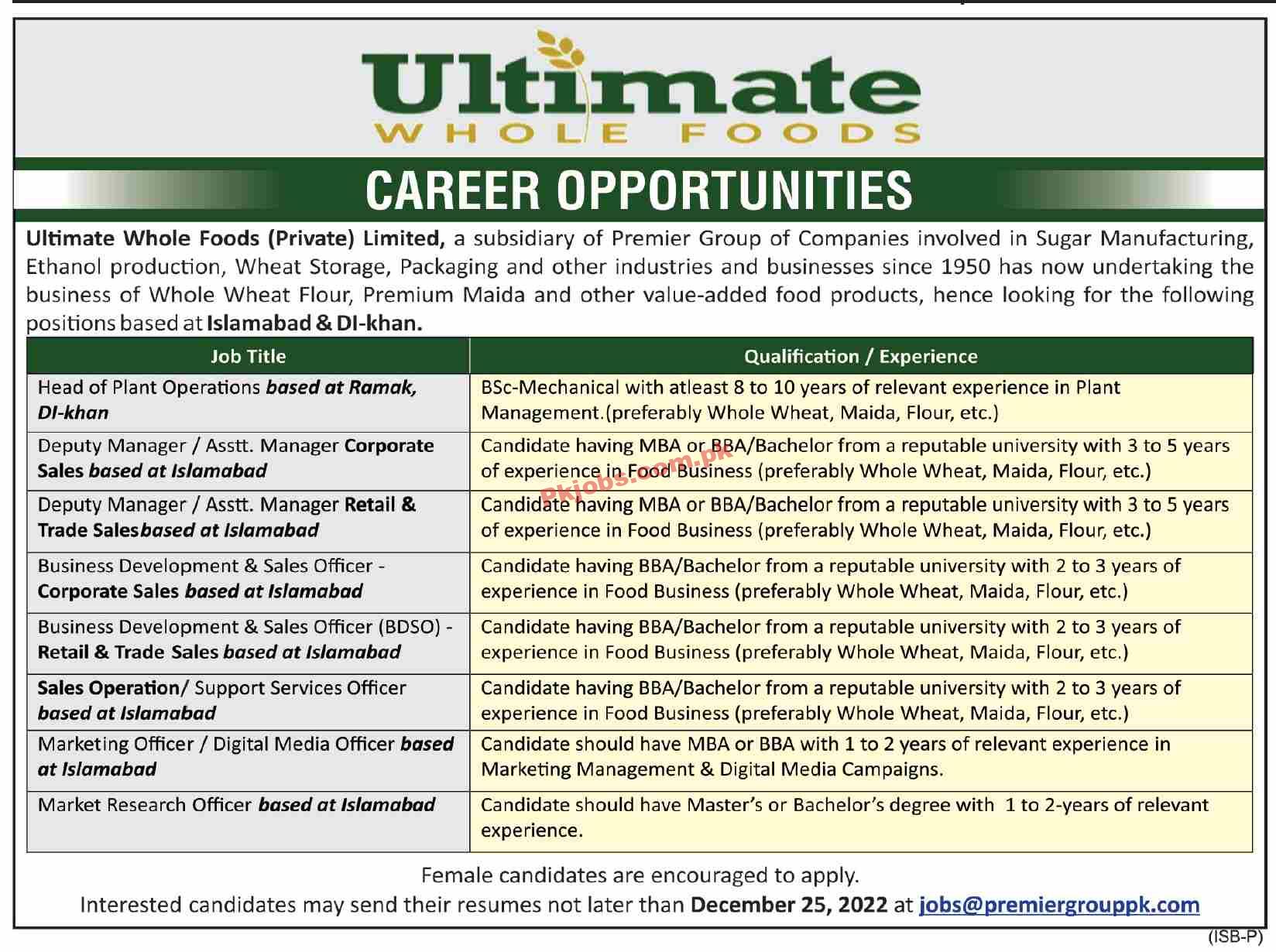 Jobs in Ultimate Whole Foods Private Limited