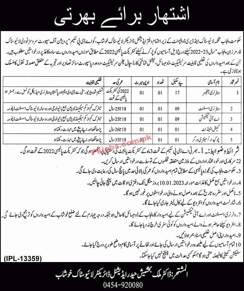 Livestock Department Jobs 2022 | Livestock & Dairy Development Department Announced Latest Hiring