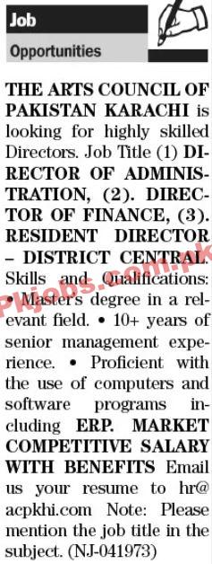 Management Jobs 2022 | The Arts Council of Pakistan Headquarters Announced Latest Recruitments