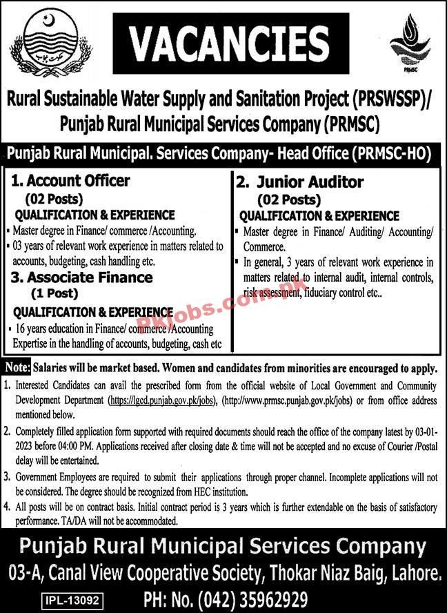 PRMSC Jobs 2022 | Punjab Rural Municipal Services Company Headquarters Announced Latest Hiring