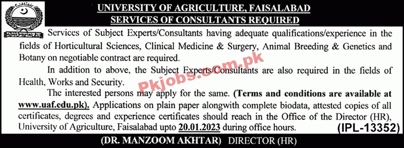 UAF Jobs 2022 | University of Agriculture Headquarters Announced Latest Recruitments