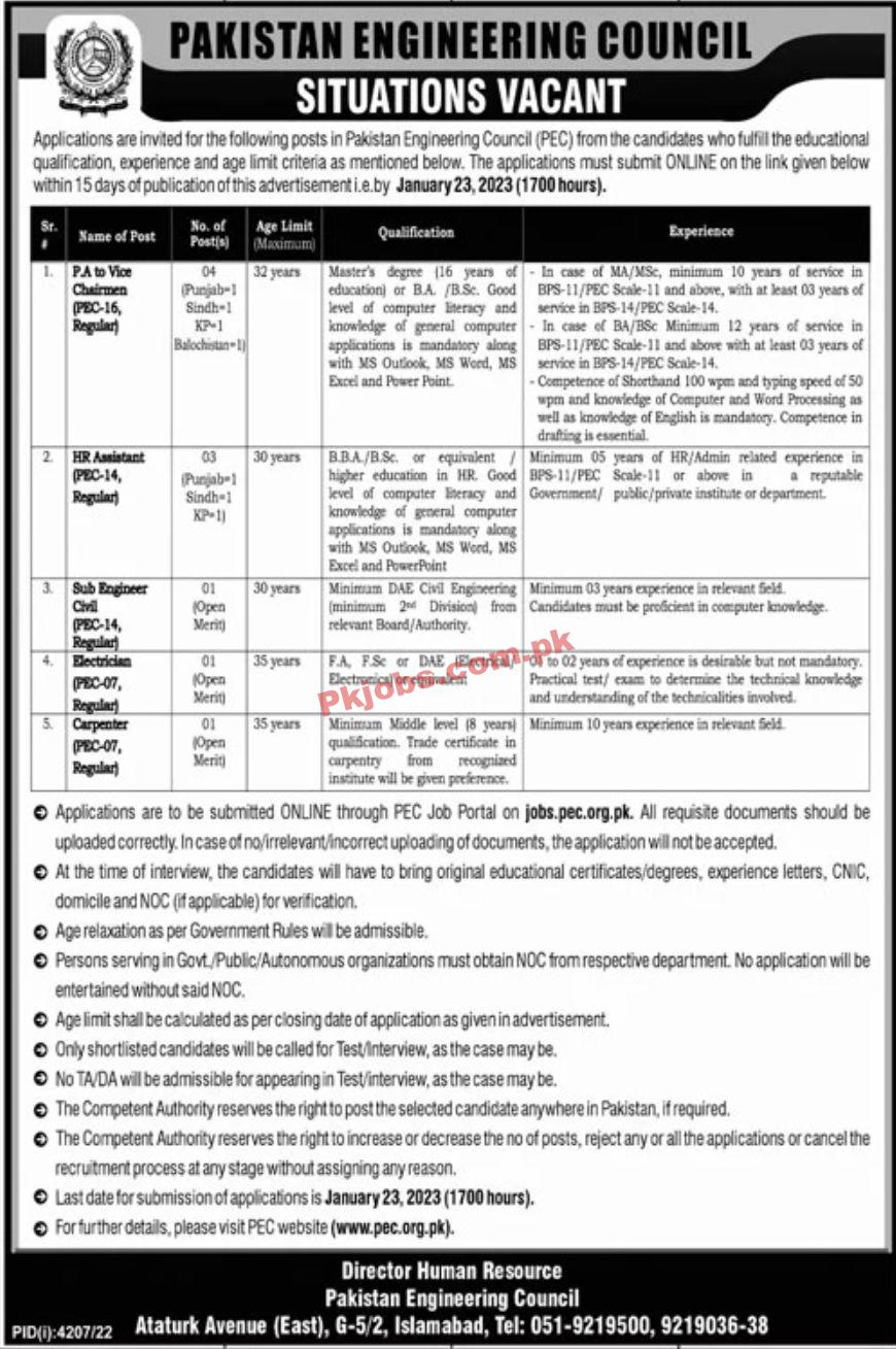 Jobs in Pakistan Engineering Council PEC