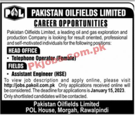 Jobs in Pakistan Oilfields Limited POL