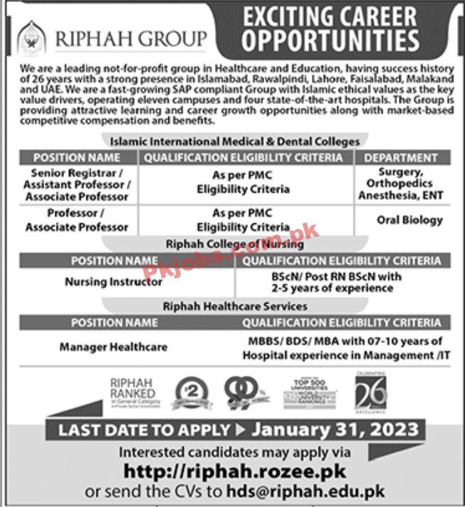 Jobs in RIPHAH Group