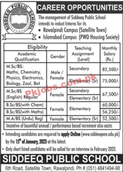 Jobs in Siddiq Public School