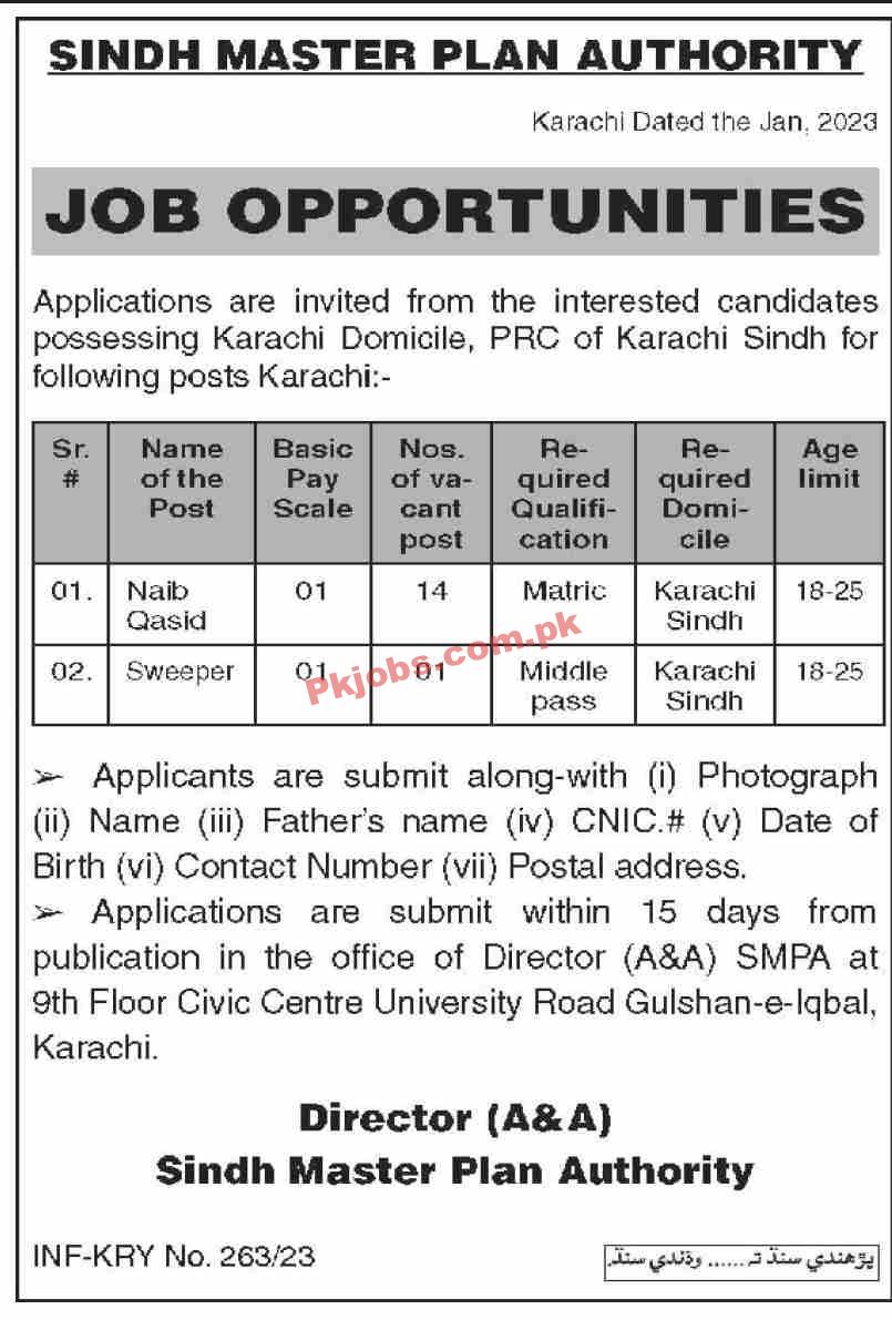 Jobs in Sindh Master Plan Authority SMPA