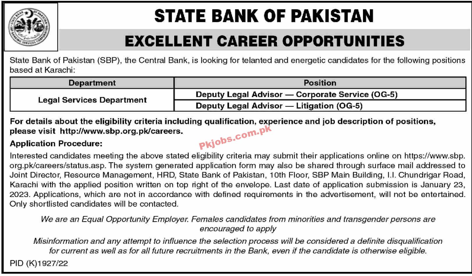 Jobs in State Bank of Pakistan SBP