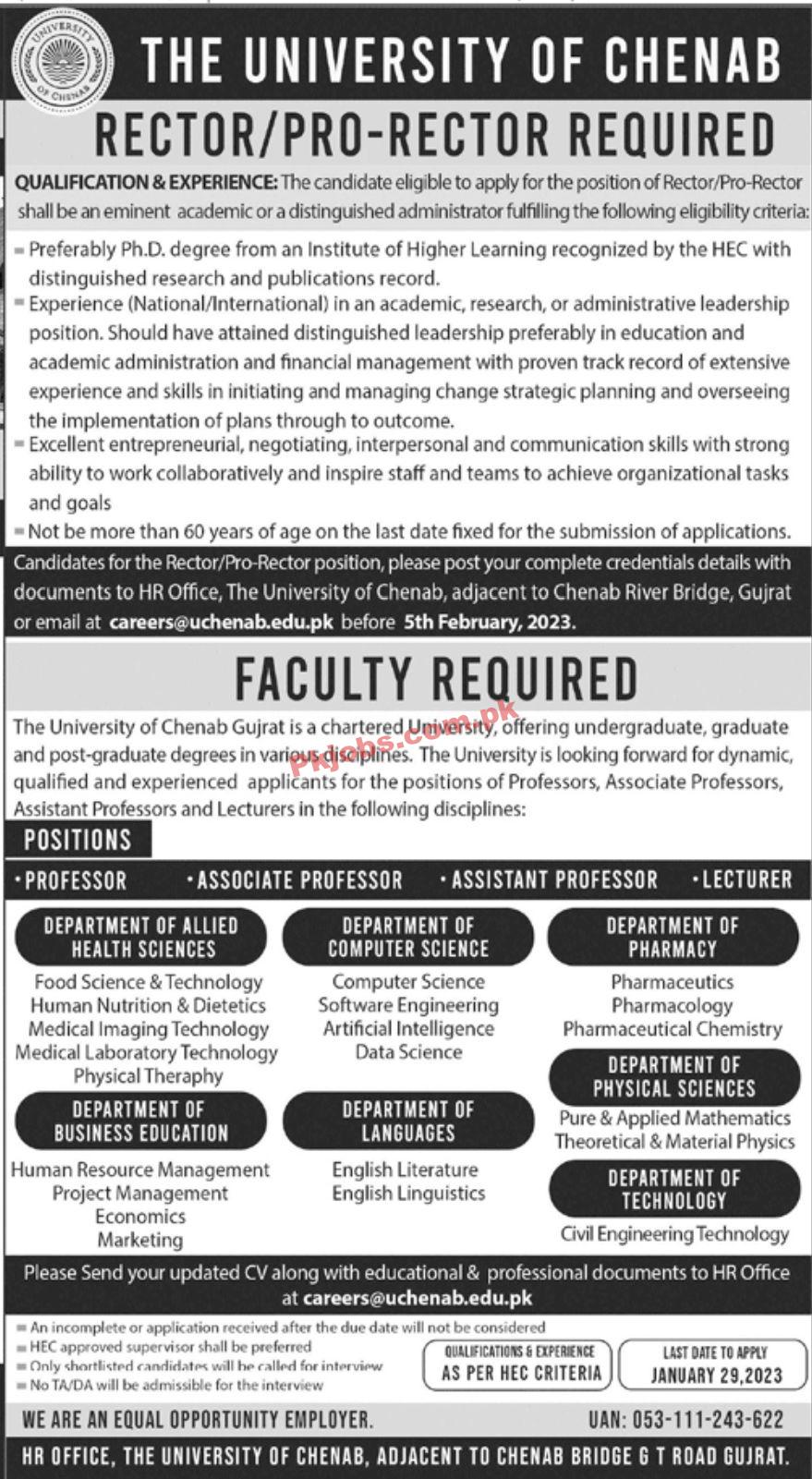Jobs in The University of Chenab