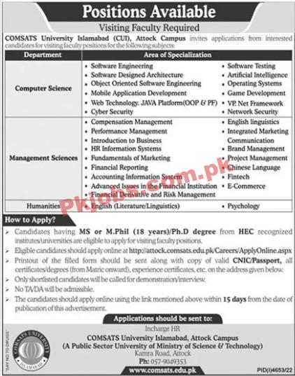 Latest Comsats University Jobs 2023