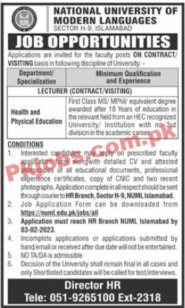 Latest NUML Jobs 2023 | National University of Modern Languages Headquarters Announced Latest Recruitments