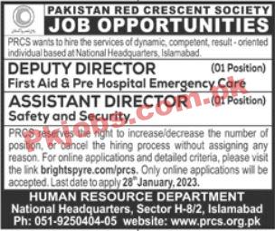 Latest PRCS Jobs 2023 | Pakistan Red Crescent Society Headquarters Announced Latest Recruitments