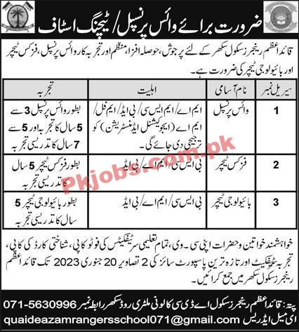 Latest Rangers Jobs 2023 | Quaid e Azzam Rangers School Headquarters Announced Latest Recruitments