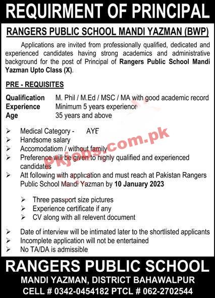 Latest Rangers Jobs 2023 | Rangers Public School Headquarters Announced Latest Recruitments