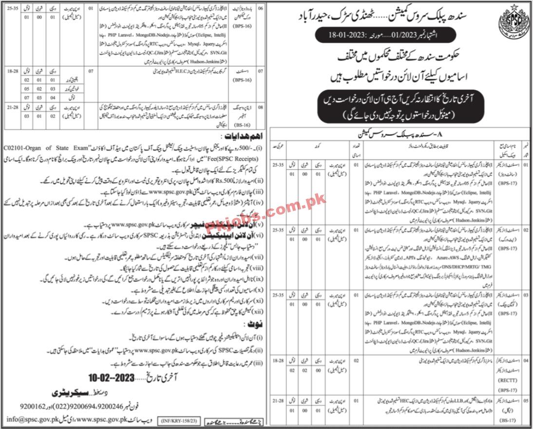 Latest SPSC Jobs 2023 | Sindh Public Service Commission Headquarters Announced Latest Recruitments