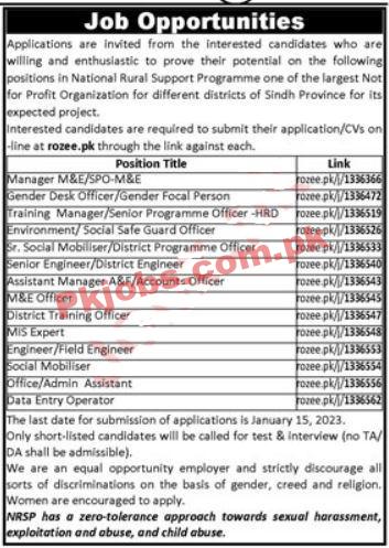 NRSP Jobs 2023 | National Rural Support Programme Headquarters Announced Latest Recruitments