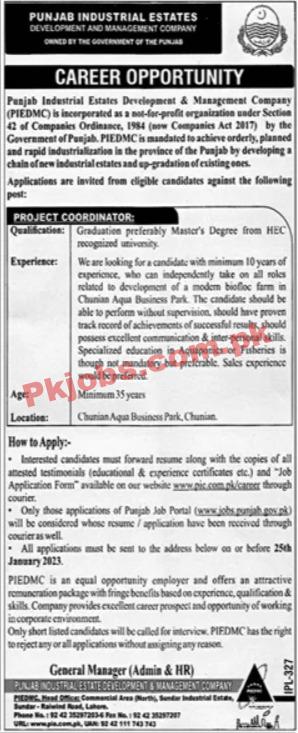 Latest PIEDMC Jobs 2023 | Punjab Industrial Estates Development and Management Company Headquarters Announced Latest Recruitments