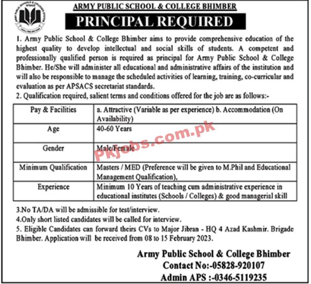 Latest Army Public School & College APS&C Jobs 2023