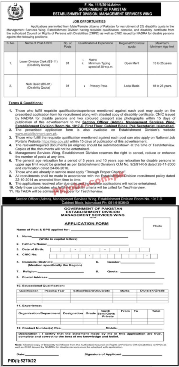 Establishment Division Jobs 2023 | Establishment Division Head Office Announced Latest Recruitments