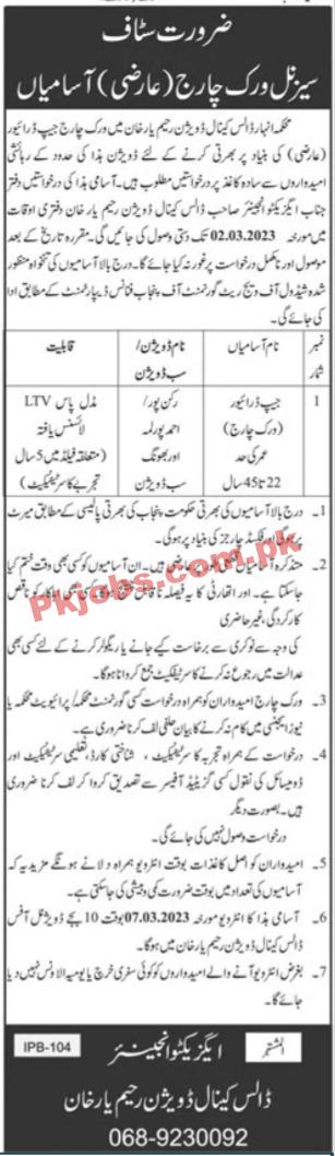 Irrigation Department Jobs 2023 | Irrigation Department Head Office Announced Latest Recruitments