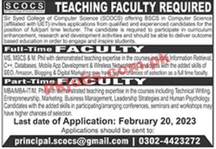 Jobs February 2023Sir Syed College of Computer Science