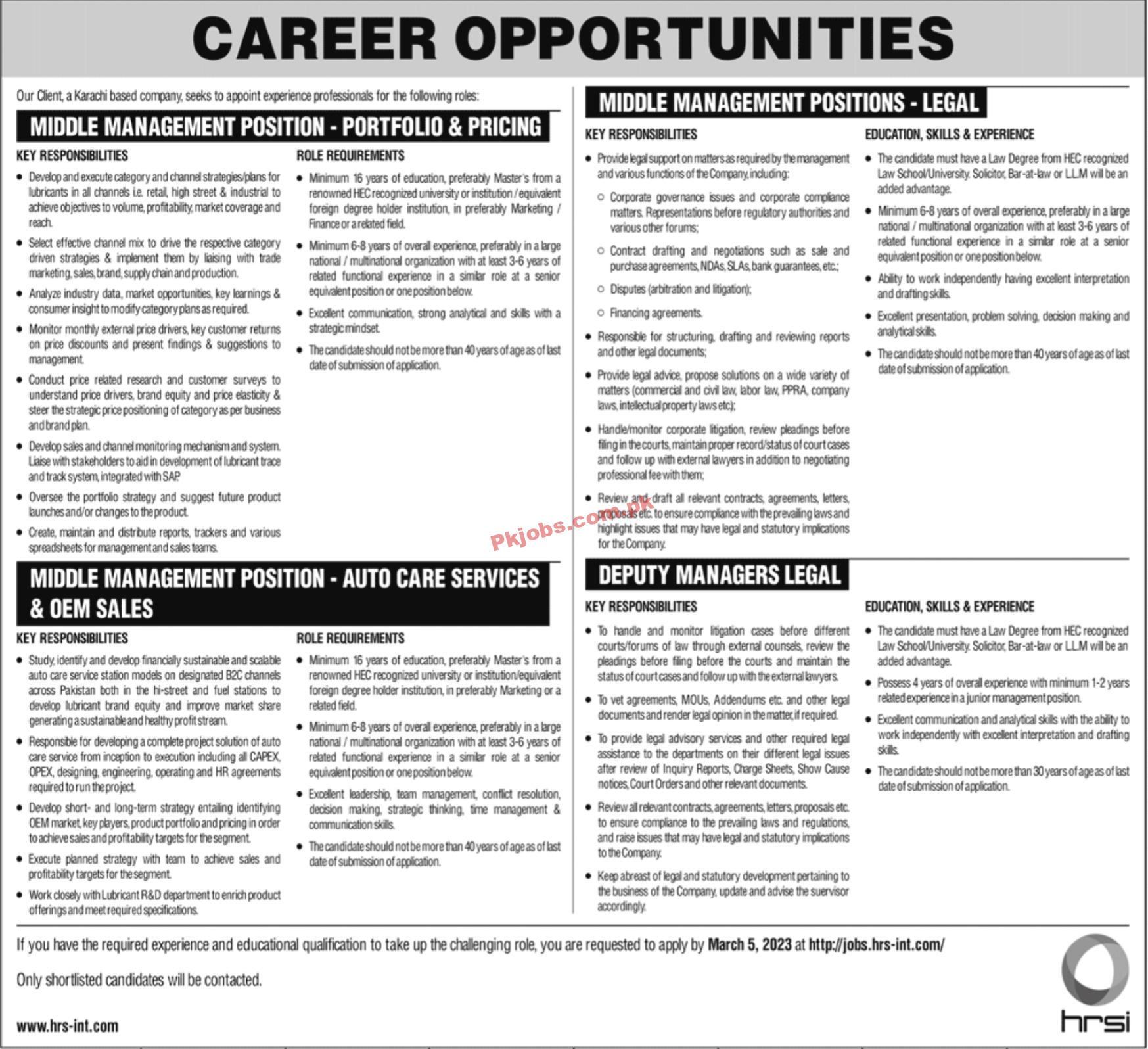 Jobs in Karachi Based Company