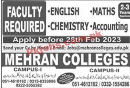 Jobs in Mehran Colleges