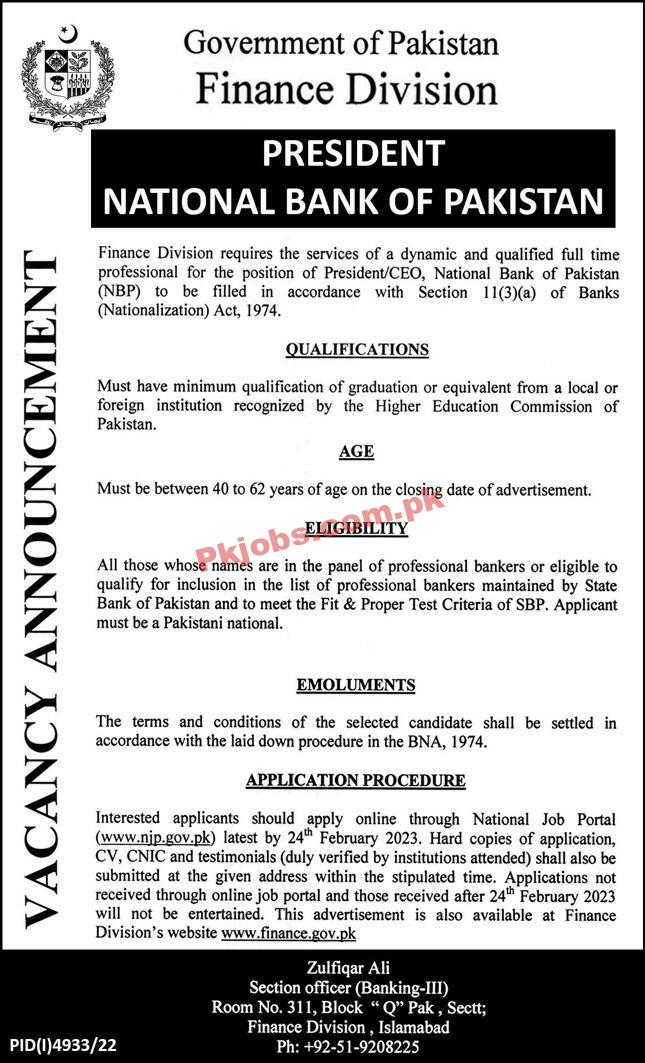 Latest National Bank of Pakistan NBP Jobs 2023