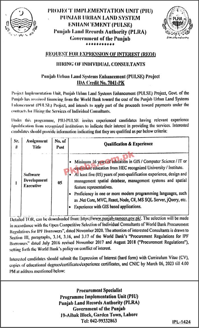 PLRA Jobs 2023 | Punjab Land Records Authority Head Office Announced Latest Recruitments