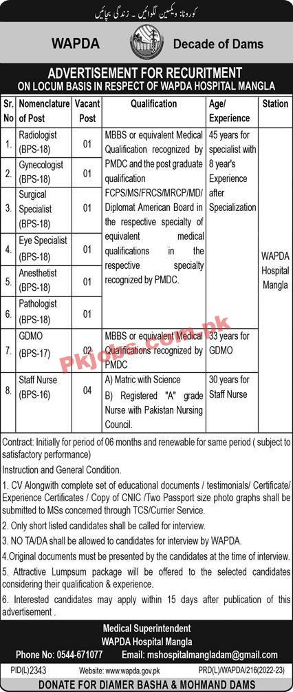 Wapda Hospital Jobs 2023 | Wapda Hospital Headquarters Announced Latest Recruitments