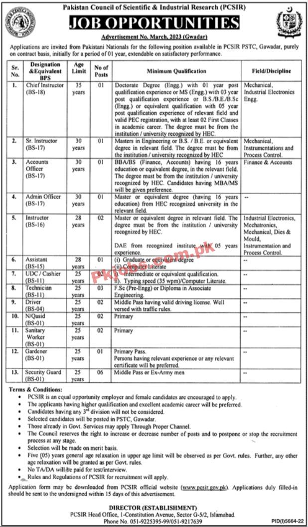 PCSIR Pakistan Council of Scientific and Industrial Research Head Office Announced Latest Jobs 2023