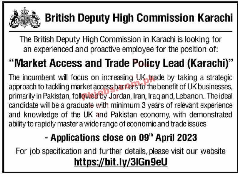 British Deputy High Commission Jobs 2023 | British Deputy High Commission Head Office Announced Latest Recruitments Jobs