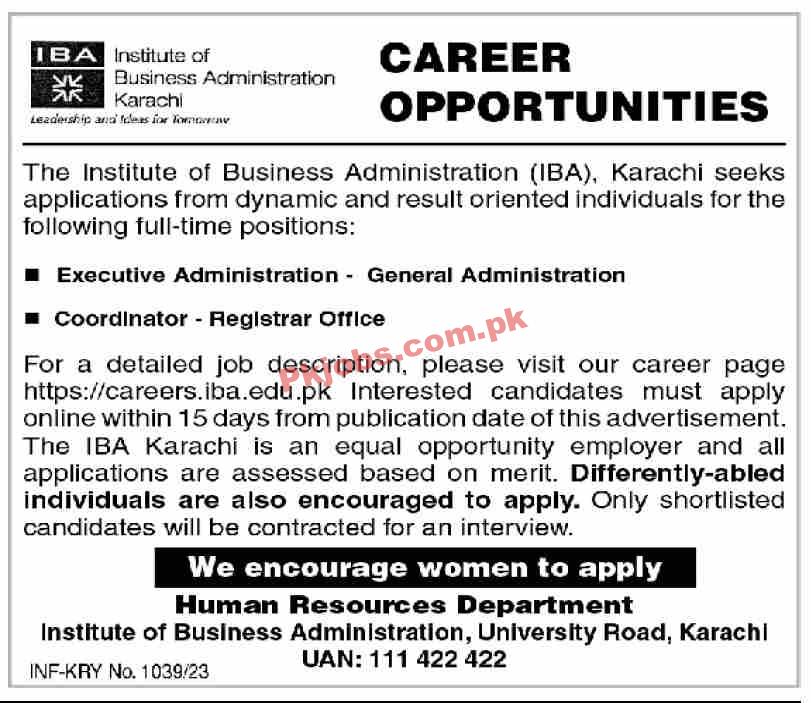 IBA Institute of Business Administration Latest Jobs 2023