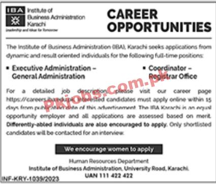 Jobs in IBA Institute of Business Administration Karachi