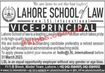 Jobs in Lahore School of Law