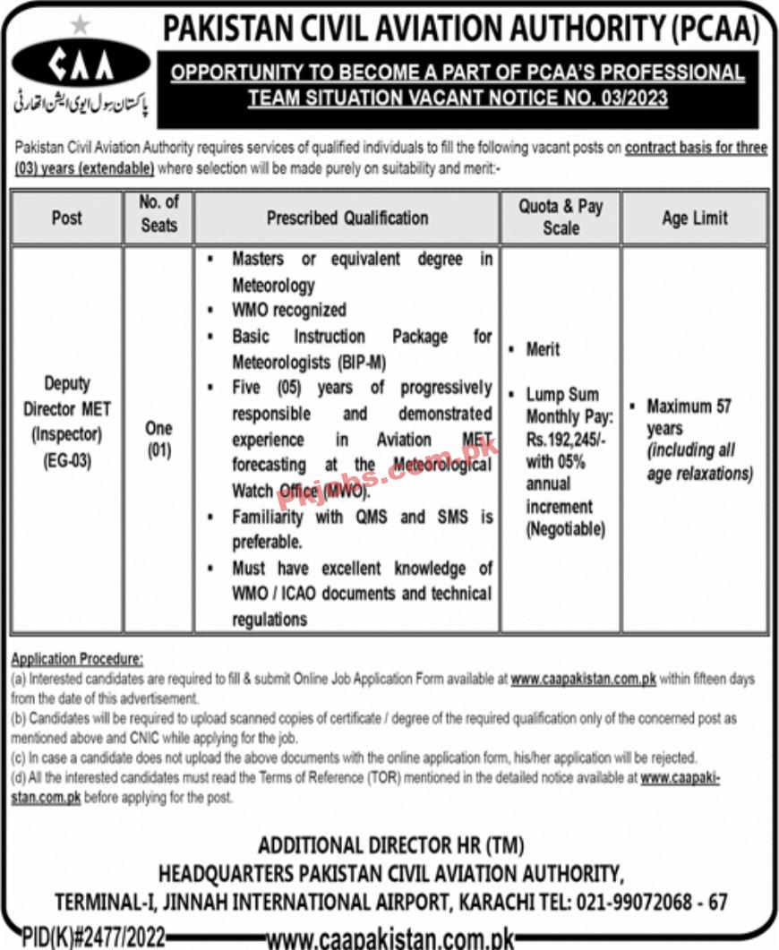 Jobs in Pakistan Civil Aviation Authority PCAA