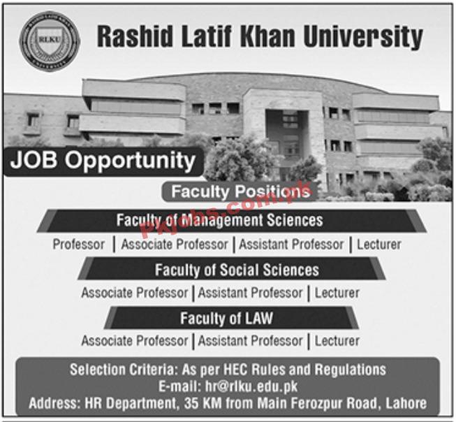 Jobs in Rashid Latif Khan University