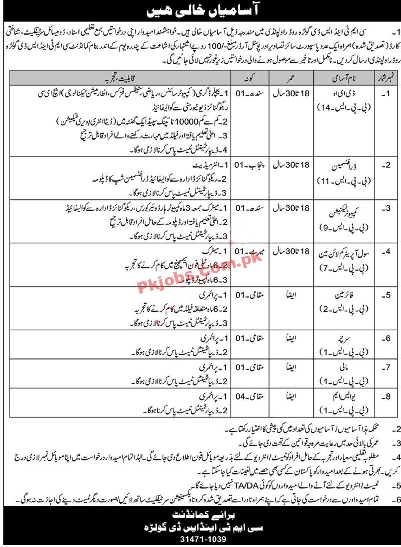 Pakistan Army Head Office Announced Latest Jobs 2023