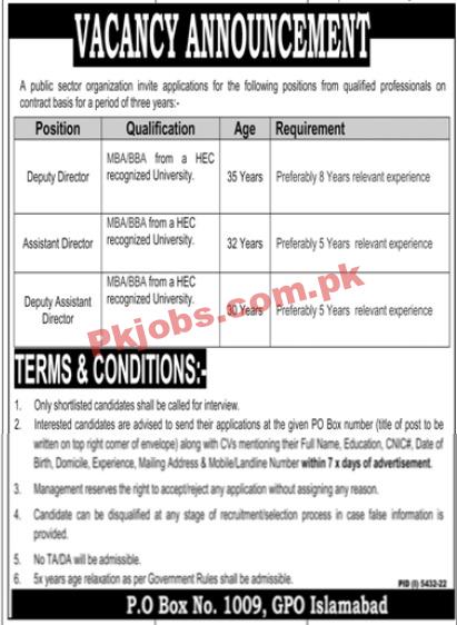 Public Sector Organization Head Office Announced Latest Recruitments