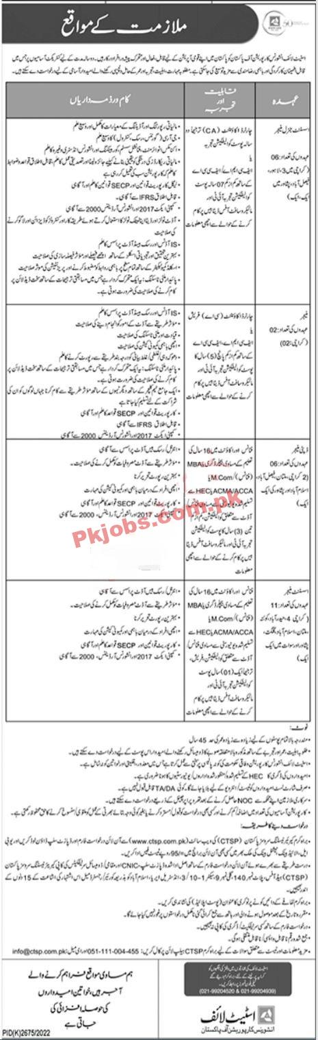 SLIC State Life Insurance Corporation of Pakistan Latest Jobs 2023