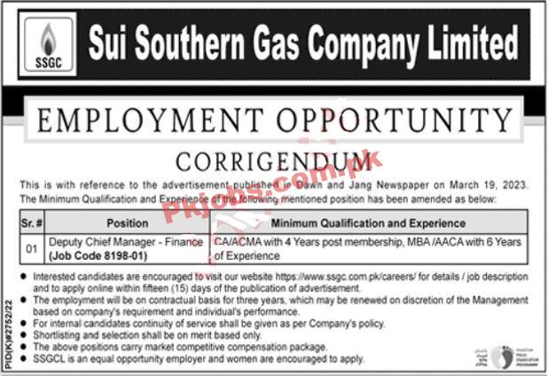 SSGC Jobs 2023 | Sui Southern Gas Company Limited Head Office Announced Latest Recruitments Jobs