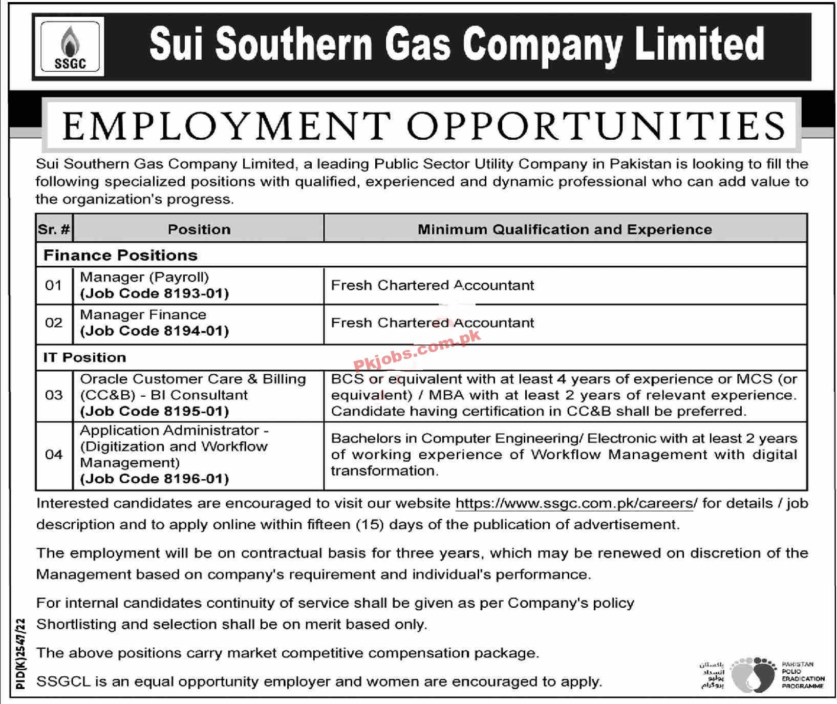 SSGC Sui Southern Gas Company Limited Head Office Announced Latest Recruitments 2023
