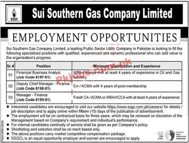 SSGC Sui Southern Gas Company Limited Latest Jobs 2023