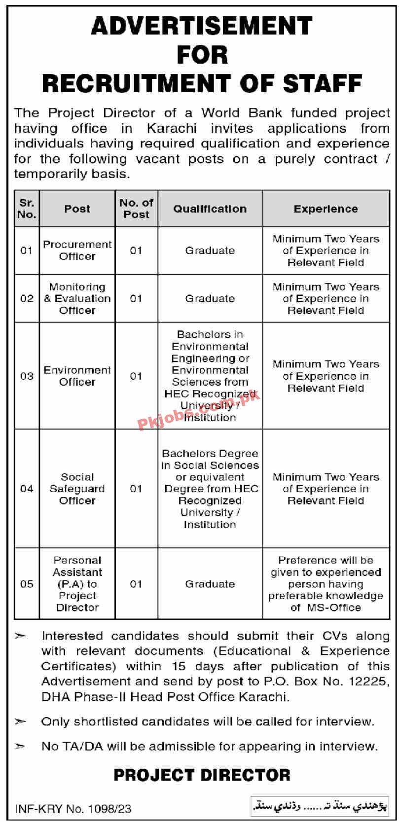 World Bank Funded Project Jobs 2023