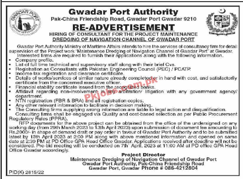 Latest GPA Gwadar Port Authority Recruitments Jobs 2023