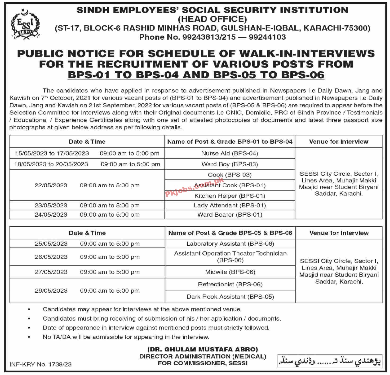 Sindh Employees Social Security Institution SESSI Latest Jobs 2023