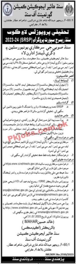 Latest Sindh Higher Education Commission SHEC Jobs 2023
