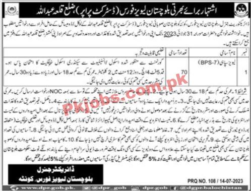 Latest Levies Force Jobs 2023 | Balochistan Levies Force Announced Latest Jobs 2023