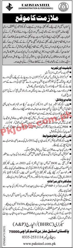 Latest Pakistan Steel Mills Limited Jobs 2023