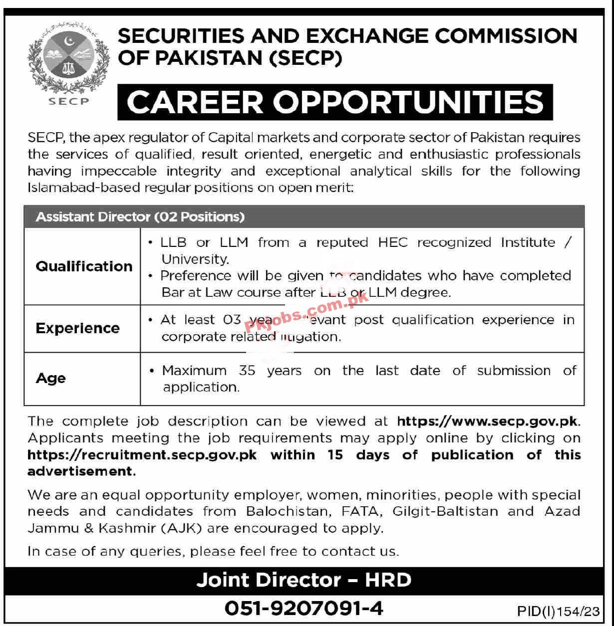 Latest Security & Exchange Commission of Pakistan SECP Jobs 2023