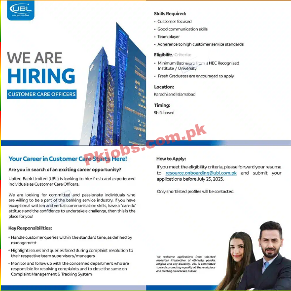 Latest UBL Bank Jobs 2023
